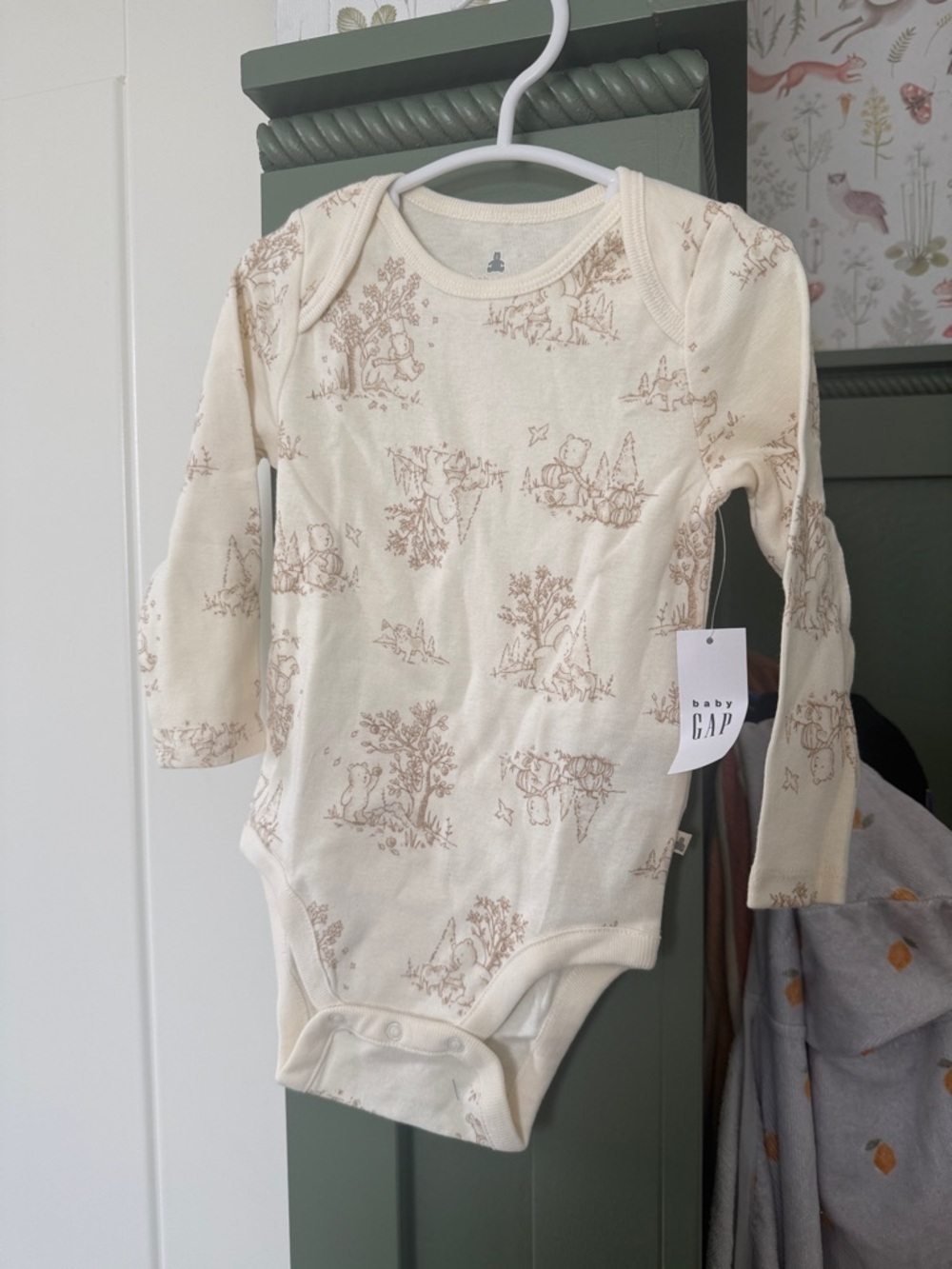 GAP Cream One-Piece with Brown Toile Print - Long Sleeve